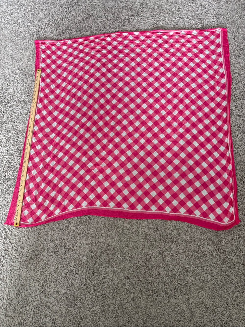 Oversized Hot Pink Gingham Square Scarf Wrap 44”x44”